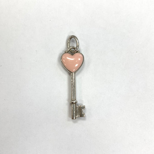 Authentic Tiffany Sterling Silver Pink Key Pendant