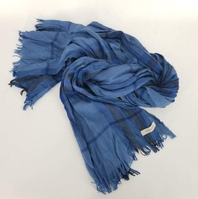 Authentic Burberry Thin Blue Novecheck Wool and Cashmere Scarf