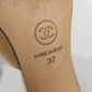 Authentic Chanel Beige and Black Leather Logo Mule Pumps 65mm Sz 37