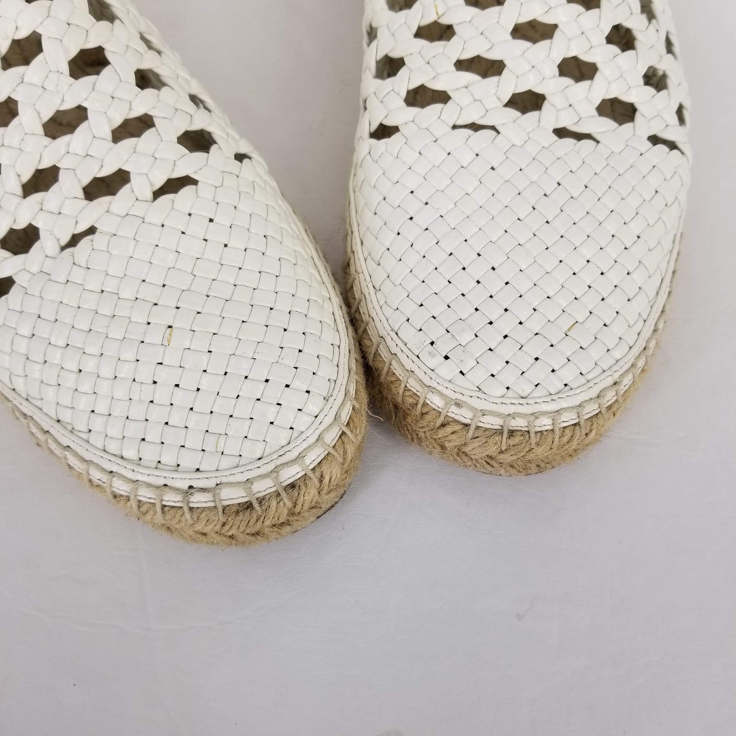 Authentic Celine Ivory Woven Leather Lace-ups