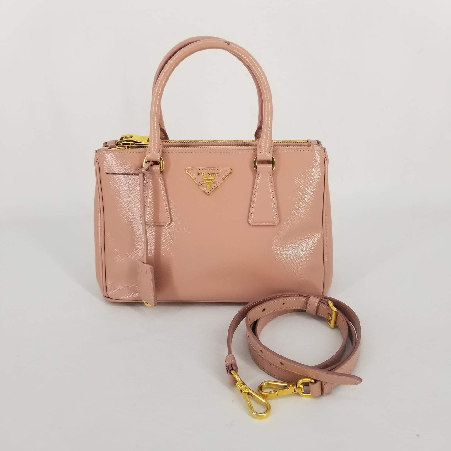 Authentic Prada Small Powder Pink Lux Double Zip Bag