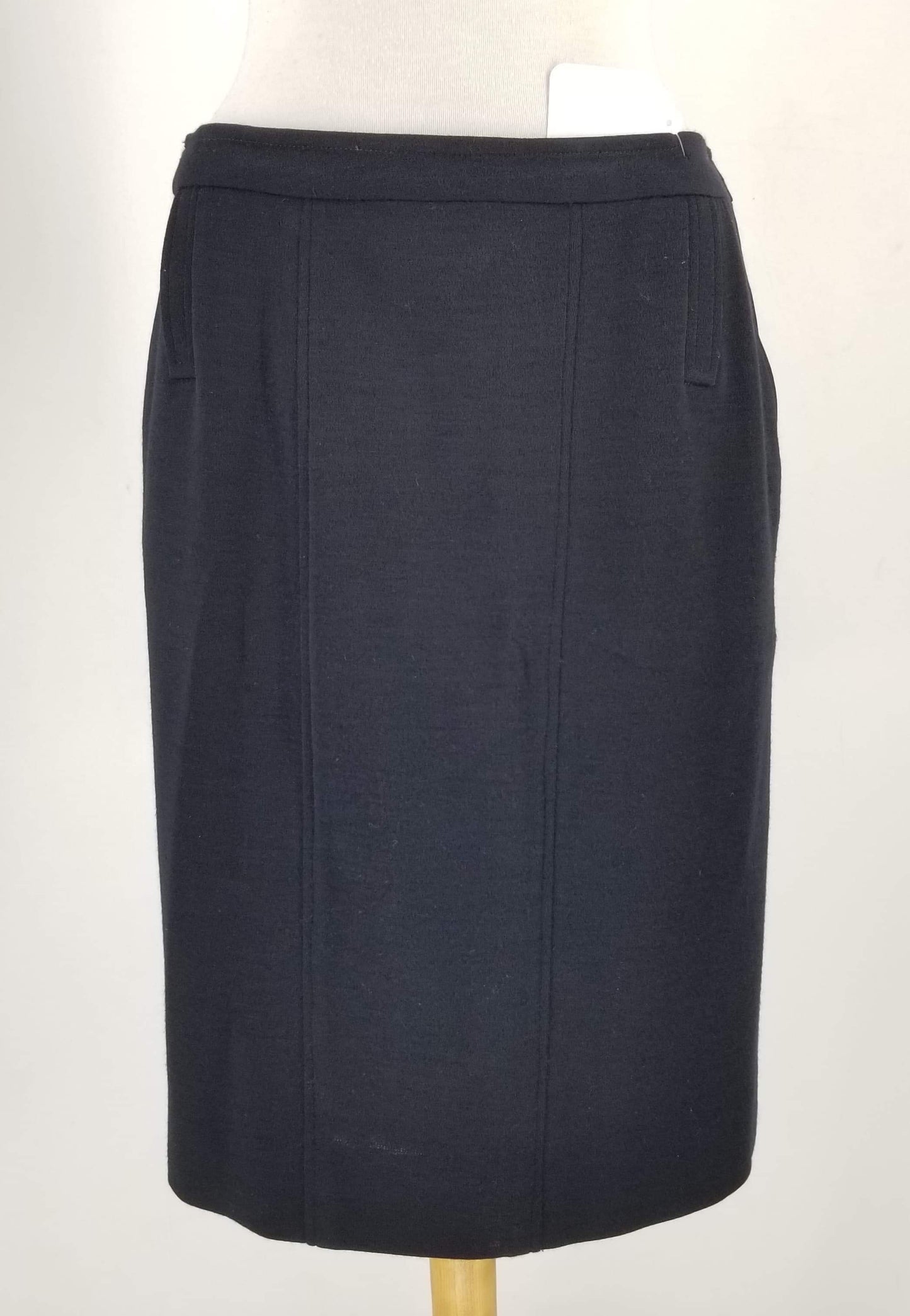 Authentic Chanel Vintage Black Wool Skirt Suit Sz 12