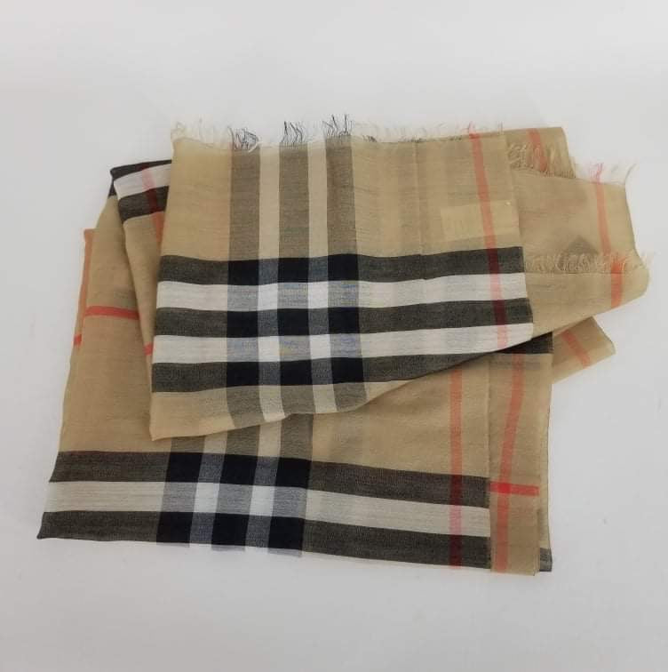 Authentic Burberry Thin Novacheck Wool and Silk Shawl