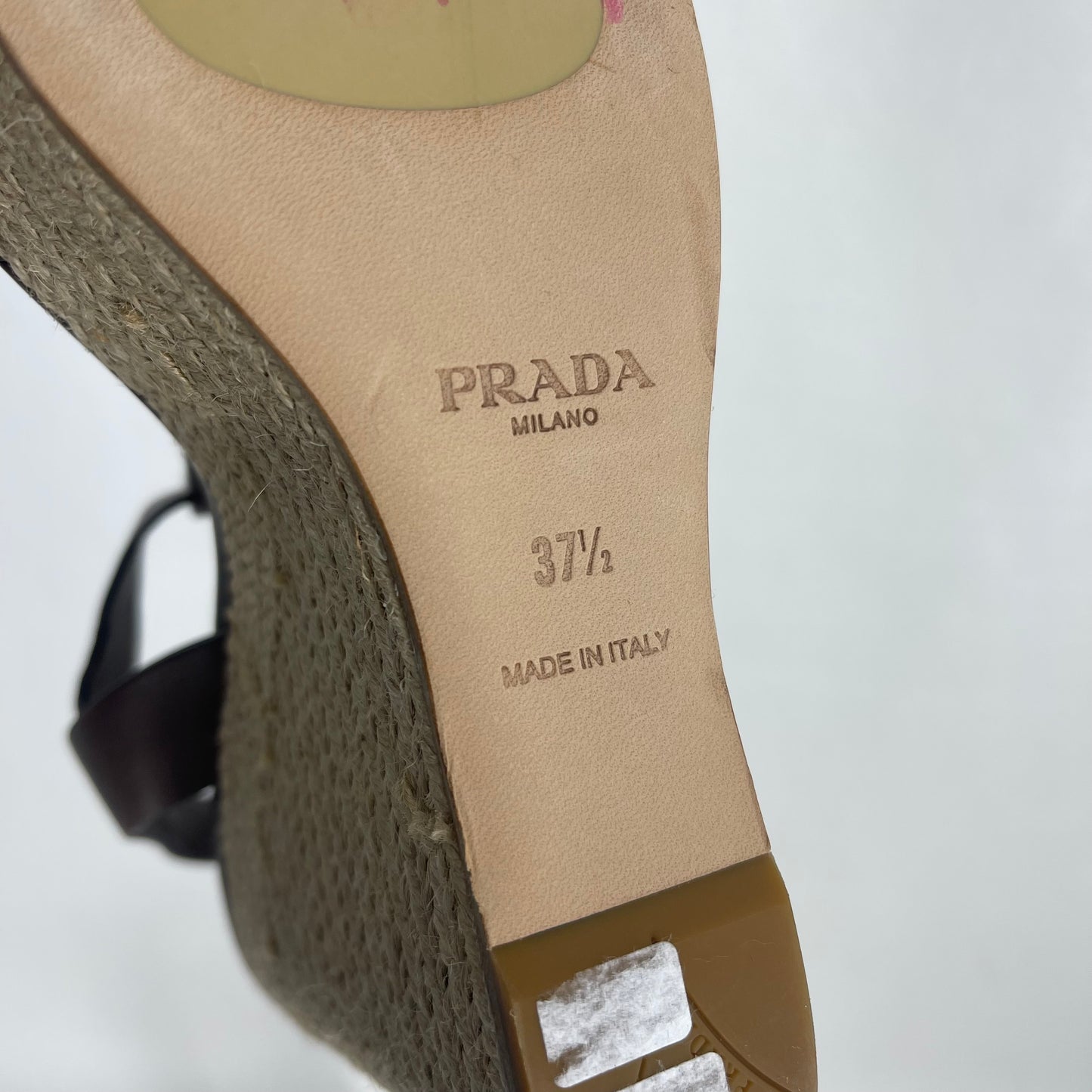 Authentic Prada Brown Wedge Sandals Sz 37.5