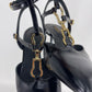 Authentic Louis Vuitton Black Leather Keyhole Kitten Heel Pumps Sz 38.5