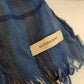 Authentic Burberry Thin Blue Novecheck Wool and Cashmere Scarf