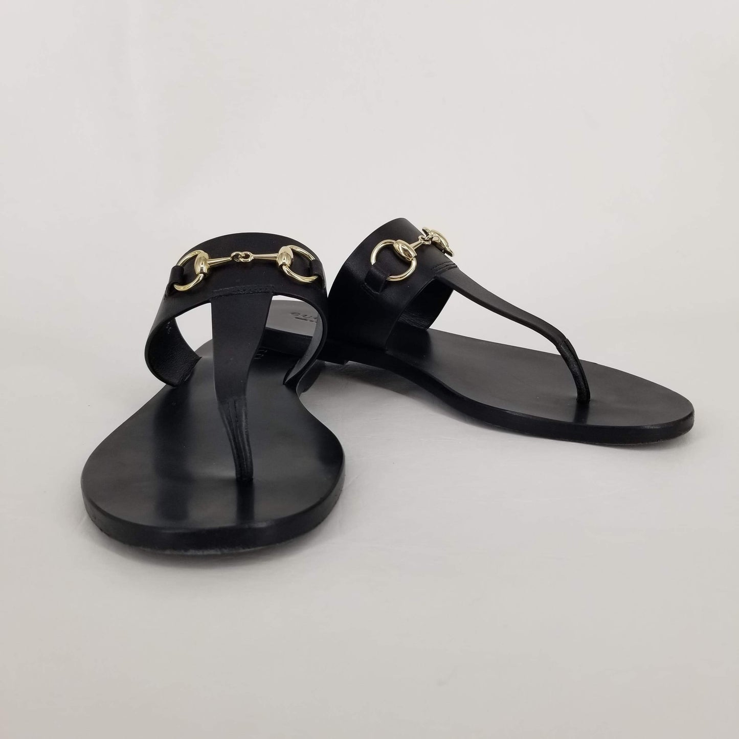 Authentic Gucci Black Horsebit Thong Sandals