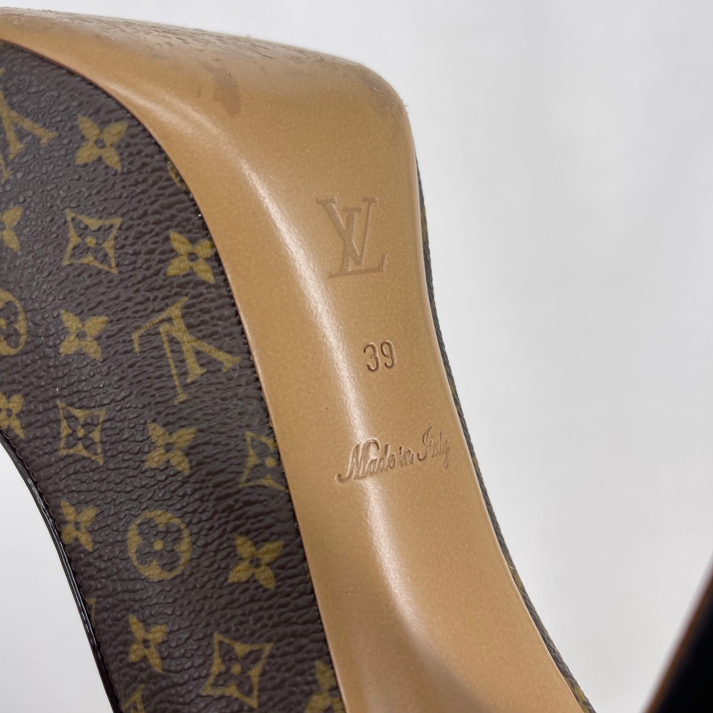 Authentic Louis Vuitton Monogram Peeptoe Playform Bow Pumps Sz 39