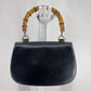 Authentic Gucci Black Round Bamboo Bag