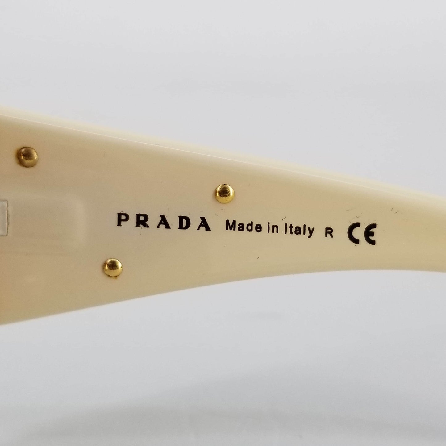 Authentic Prada Cream and Bronze Wrap Shield Sunglasses SPR57L