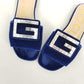 Authentic Gucci Velvet Cobalt Crystal G Slides Sz 37