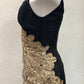 Authentic Mestiza Black Slip Dress with Gold Sequin Accent Sz 2