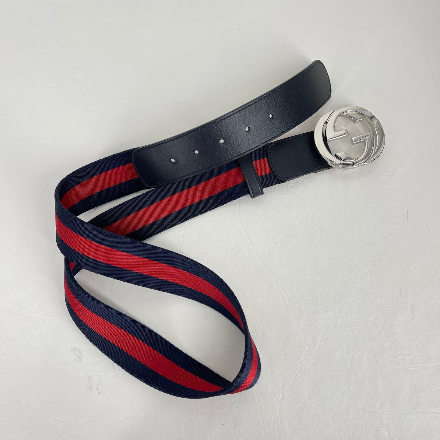 Authentic Gucci Red and Blue Web Belt