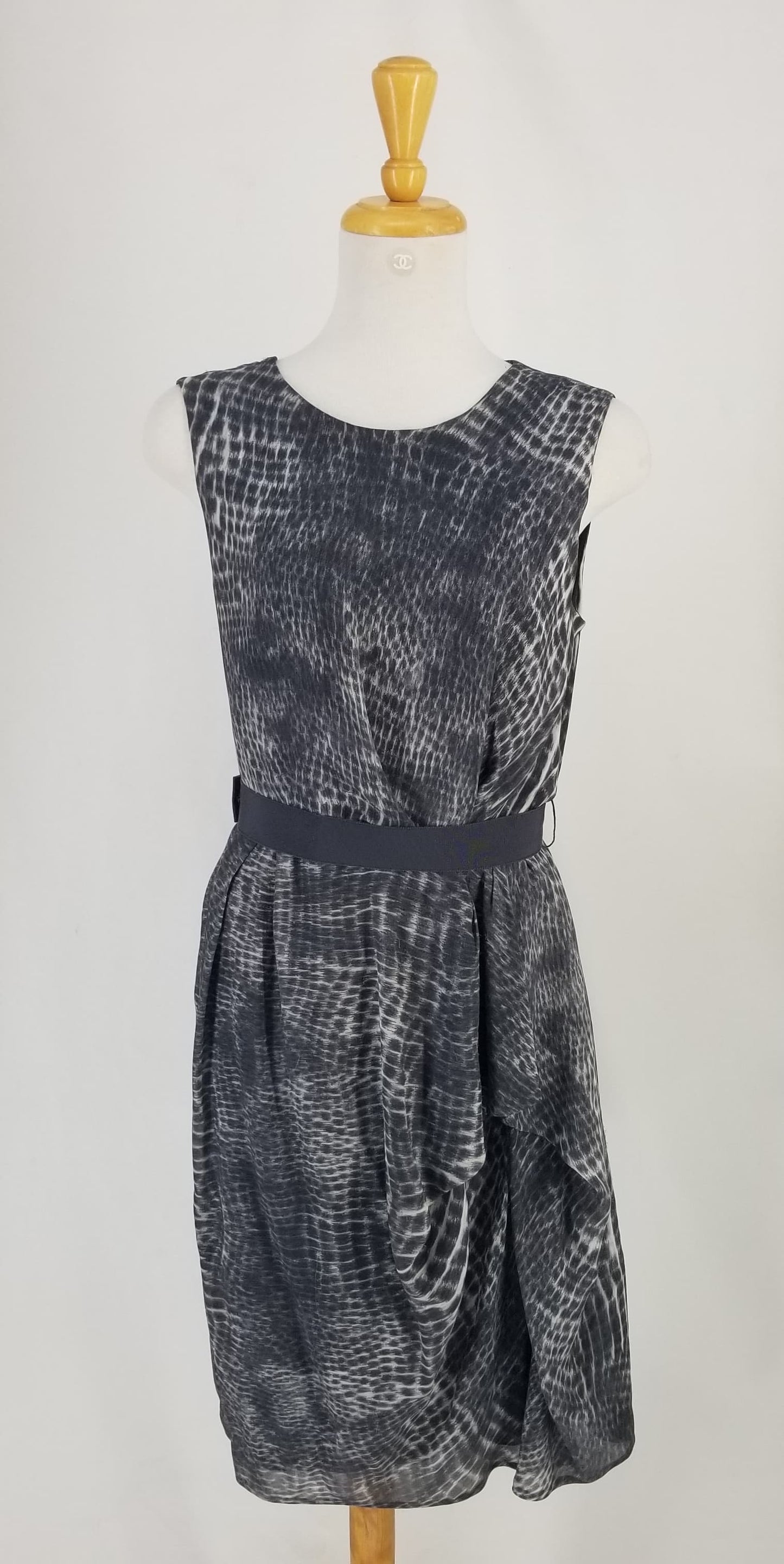 Authentic Lida Baday Grey Print Silk Dress Sz 6