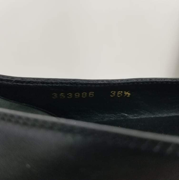 Authentic Gucci Black Horse Bit Leather Flats Sz 36.5