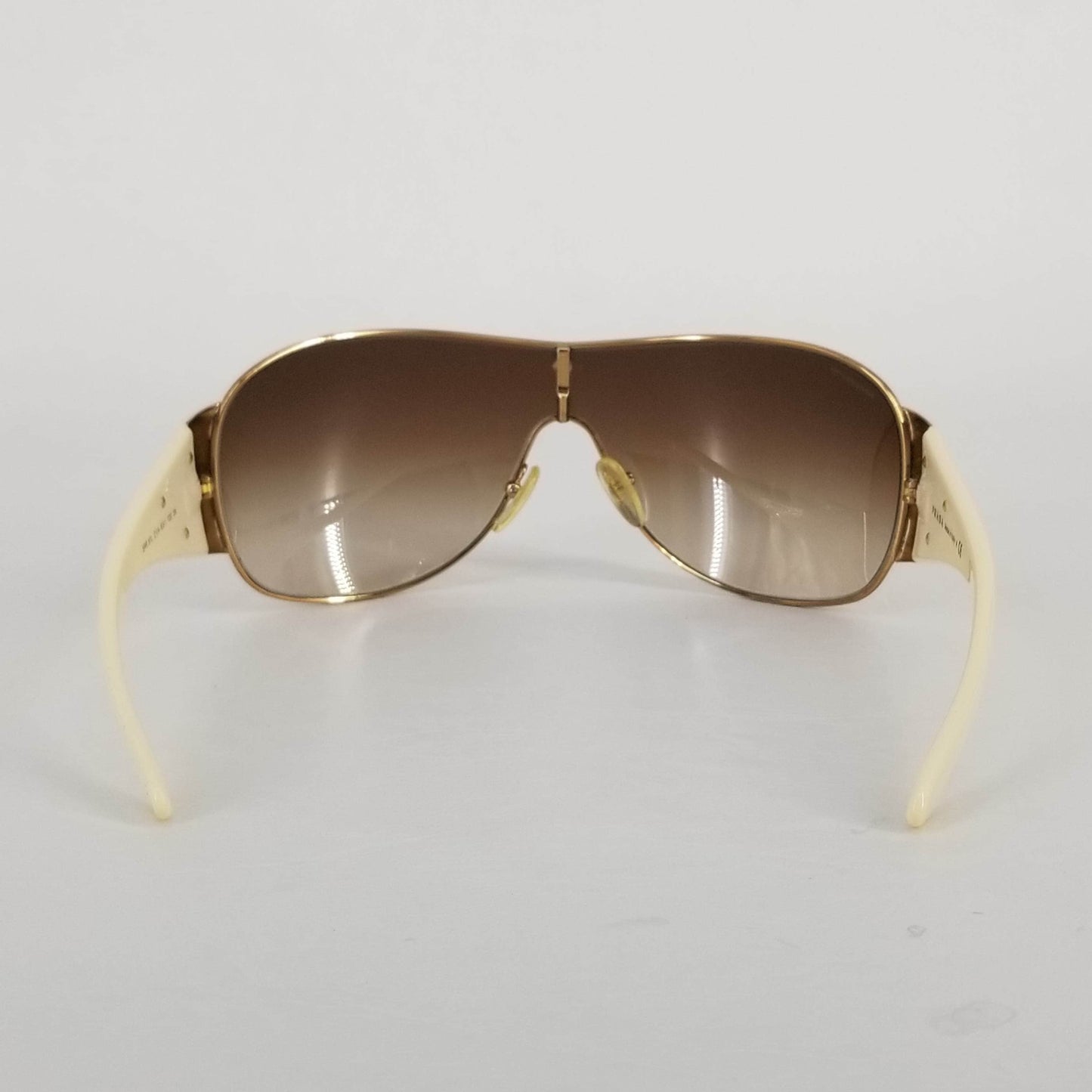 Authentic Prada Cream and Bronze Wrap Shield Sunglasses SPR57L